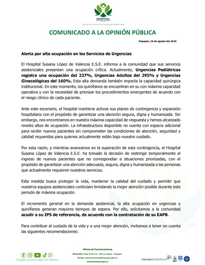 Comunicado a la comunidad