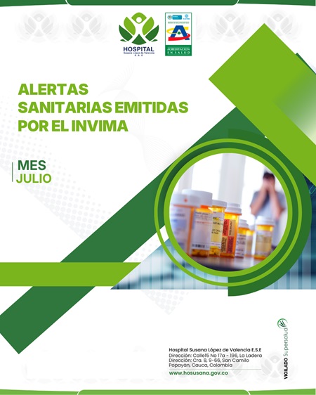 Alertas sanitarias del INVIMA para el mes de julio